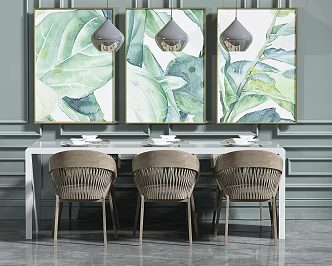 Dining table and chair 3d model