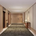 Elegant Modern Hotel Corridor Design With Wooden Doors Warm Lighting And Luxury Carpet