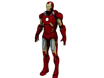 Iron Man Character From Games And Movies With Red Gold Armor And Chest Reactor 3d model