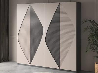 Modern Wardrobe Interior With Diamond Pattern Beige And Dark Gray Striped Design 3d model
