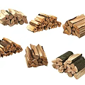 Natural Stone Wood Logs Stacked in Multiple Piles with Various Sizes