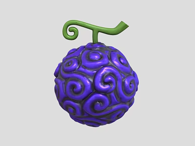 Purple Decorative Sphere With Spiral Patterns And Green Curly Stem 3d model