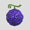 Purple Decorative Sphere With Spiral Patterns And Green Curly Stem