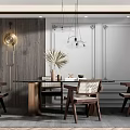 Nordic Dining Table and Chair Combination 3d model
