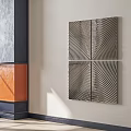 Modern Metal Wall Decor with Wavy Texture Geometric Panel Design on Wall 3d model