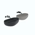 Modern Black And Beige Oval Countertop Washbasin With Faucet Design