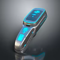 Smart Digital Device With Display Screen And Blue Light Metallic Design 3d model