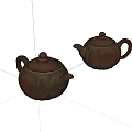 Traditional Brown Ceramic Tea Pots With Classic Design And Smooth Surface 3d model
