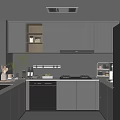 Modern Kitchen Interior Design With Dark Gray Cabinets Island Countertop And Appliances