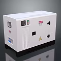 White Industrial Generator With Control Panel Indicators Viewing Window And Black Base 3d model