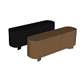Modern Light Wood Console Cabinet And Black Sideboard With Sleek Design And Wood Grain