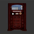 Classic Red Vintage Jukebox with Retro Design and Decorative Grille Details