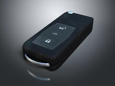 Stylish Key Shaped Jewelry Accessory With Black Finish And Silver Accents 3d model