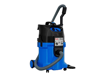 Portable Blue And Black Vacuum Cleaner With Hose And Wheels For Home Cleaning 3d model