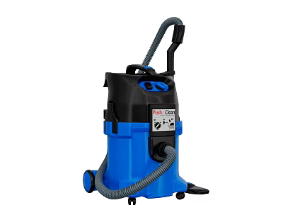 Portable Blue And Black Vacuum Cleaner With Hose And Wheels For Home Cleaning 3d model