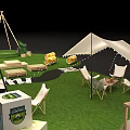 Creative Garden Landscape Design With Green Grass Outdoor Seating Swing And Projector Screen