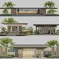 Traditional Oriental Entrance Gate Design With Wooden Doors Stone Walls And Decorative Plants