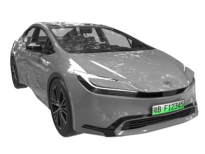 Silver Modern Sedan With Sleek Exterior Design And Green License Plate New Energy Vehicle 3d model