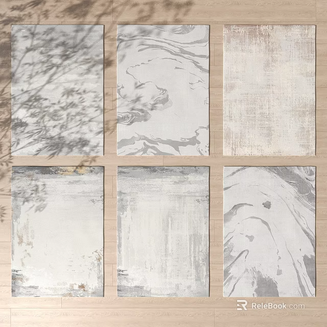 Square Rug With Abstract Patterns Textured Surfaces Shadow Effects And Neutral Tones Design 3d model