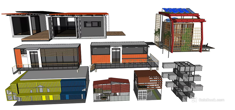 Modular Rest Stop Design With Colorful Structures Solar Panels And Balconies 3d model