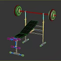 Sturdy Home Gym Weight Bench With Blue Frame Black Pad And Barbell