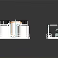 Industrial Production Line Machinery With White Blue Processing Units And Conveyor System