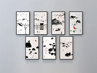 New Chinese Landscape Painting Zen Decorative Painting 3d model