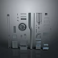 Electronic Appliance Components Featuring Fan Ladder Cabinet Pipe And Panel Parts 3d model