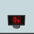 Desktop Computer Monitor With Red Graphic Display On Modern Flat Screen