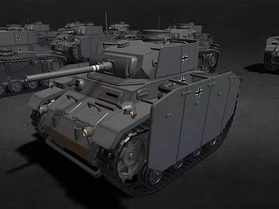3D Rendered Military Tanks Featuring Gray Main Tank With Cross Markings And Background Tanks 3d model