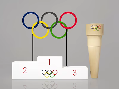 Modern Meichen Window Presentation Podium Olympic Five Rings Olympic Trophy Meichen Decoration Podium 3d model