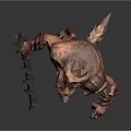 Muscular Mythical Beast Game Movie Character With Wolf Head Red Pants And Sharp Weapon 3d model