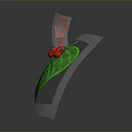 Artistic Green Leaf With Red Ladybugs Vine Pattern And Heart Decoration