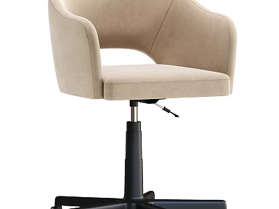 Beige Upholstered Height Adjustable Office Chair With Armrests Black Base Wheels 3d model