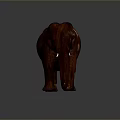 Brown Handcrafted Wooden Elephant Sculpture With Detailed Carving As Decorative Art Piece