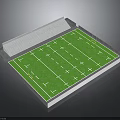 American Football Stadium Structure With Green Grass Field White Lines And Goalposts