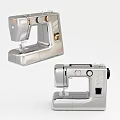 Silver Sewing Machine Design Featuring Modern Sleek Look And Functional Parts 3d model