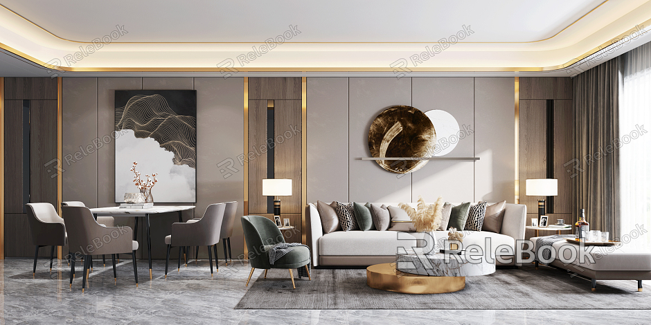 Light luxury guest dining room living room model