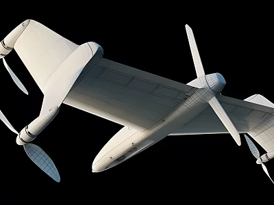 Fighter Jet 3D Model With Aerodynamic Wings And Multiple Propellers Design 3d model