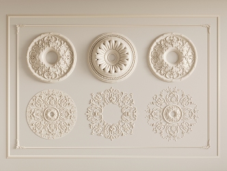 Gypsum lamp panel carved lamp panel chandelier base round lamp panel gypsum component 3d model