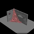 Elegant Tree Shaped Floral Installation With Red Roses On Black Background 3d model