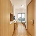 Simple Style Hotel Guest Room With Two Beds Wooden Furniture TV Stand And Decorative Paintings