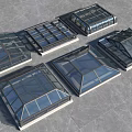 Various Glass Skylight Structures With Modern Design And Transparent Panels 3d model