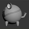 Silver Metallic Mouse Character Featuring Shiny Surface And Stylized 3D Design