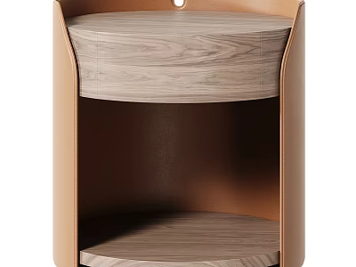 Modern Bedside Table With Wooden Surface And Leather Frame For Bedroom Decor 3d model