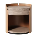 Modern Bedside Table With Wooden Surface And Leather Frame For Bedroom Decor