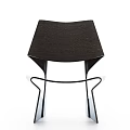 Modern Leisure Chair with Unique Geometric Shape Dark Wood Texture and Light Colored Seat