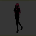 Cartoon Child Character With Long Purple Hair White Top Black Shorts And Pink Shoes