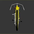 Yellow Classic Cyclone Motorcycle With Red Seat Black Wheels And Yellow Rims