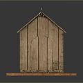 Wooden Dog House Structure With Sloped Roof Wooden Planks And Platform Base